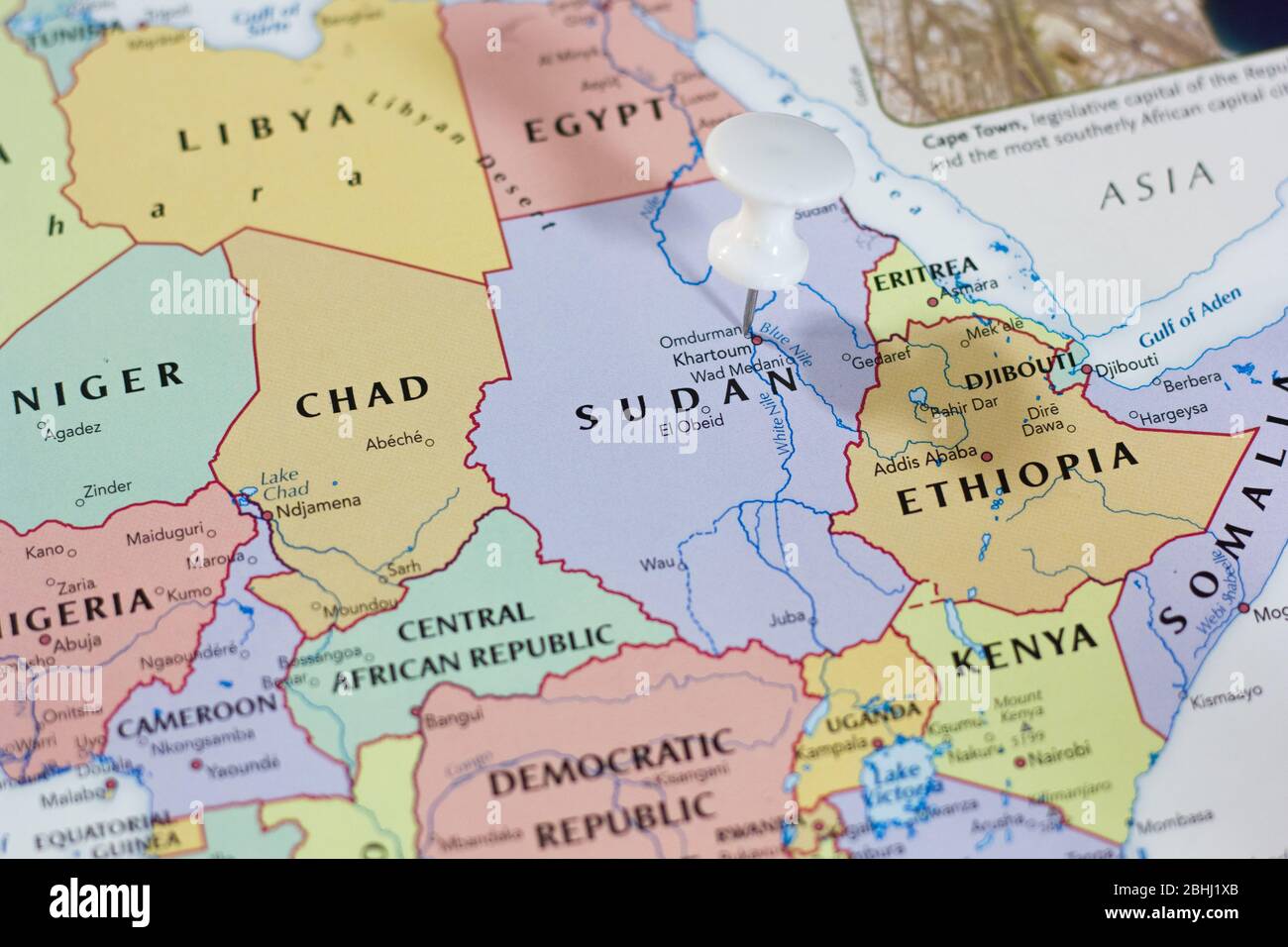 Sudan on the map of the world or atlas Stock Photo Alamy