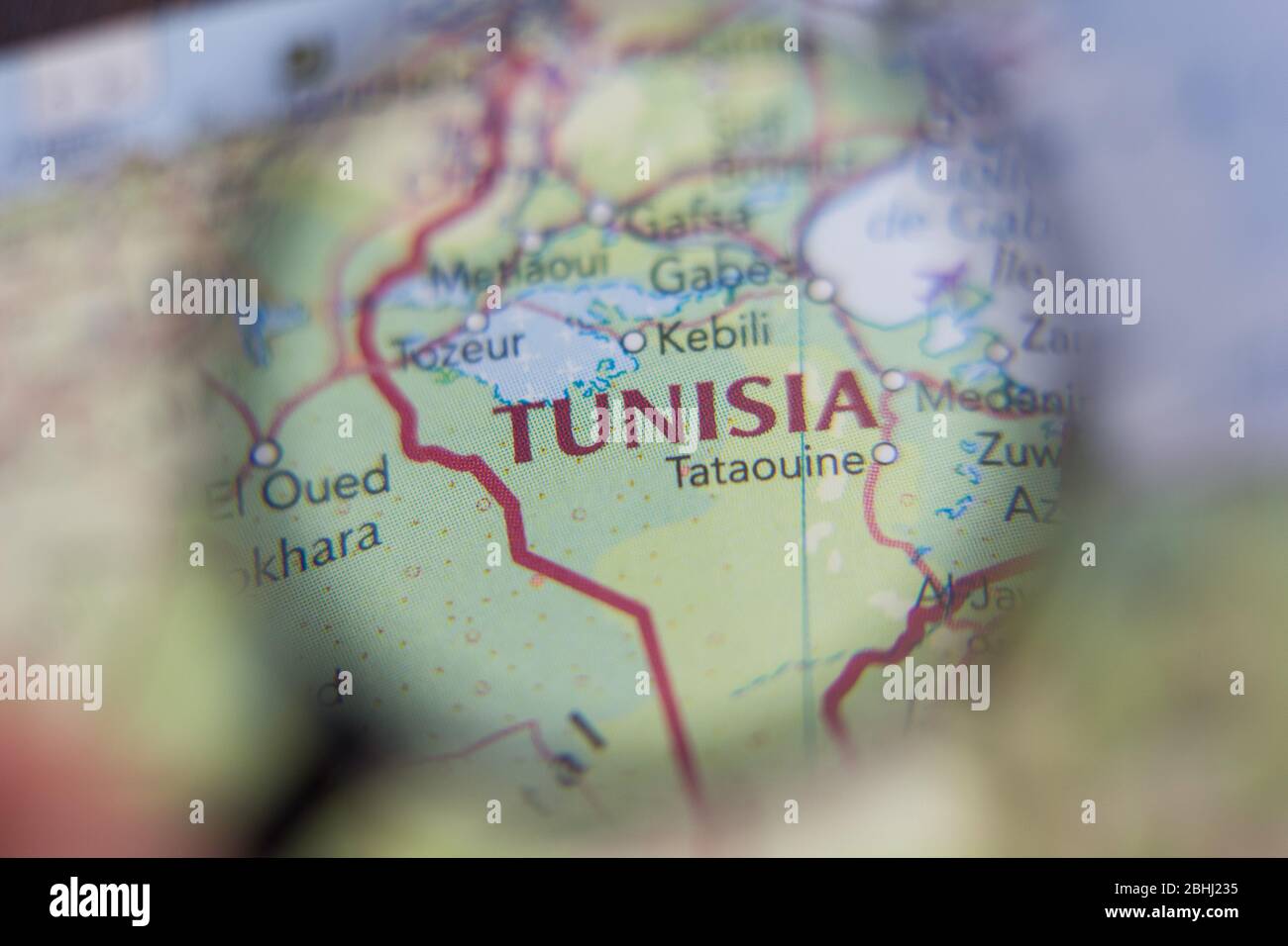 Tunisia On The Map Of The World Or Atlas Stock Photo Alamy Tunisia On The Map Of The World Or Atlas 2BHJ235
