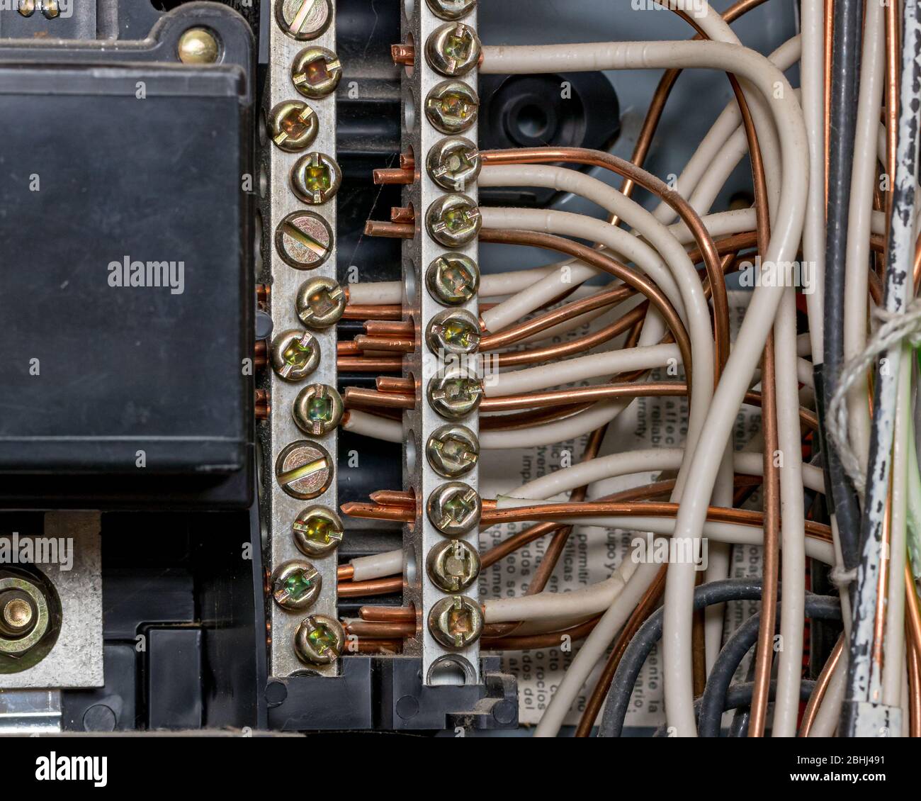 Wiring In Electrical Circuit Breaker Box Panel With Bus Bar And Copper Wires Concept Of Home Maintenance Repair Remodeling Stock Photo Alamy