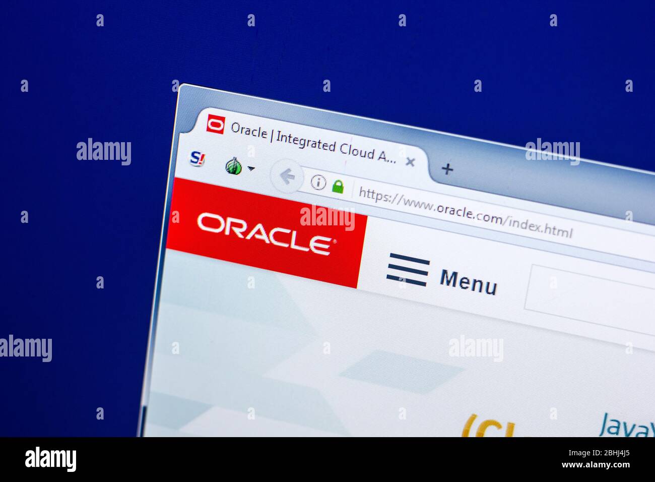 Ryazan, Russia - April 29, 2018: Homepage of Oracle website on the ...