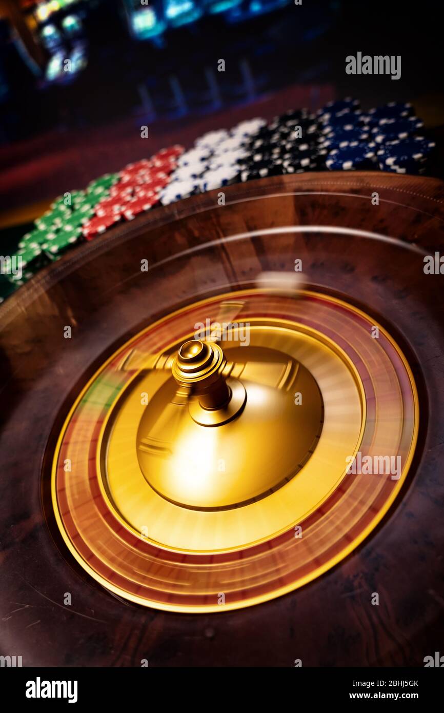 Spinning Roulette wheel at the casino Stock Photo Alamy