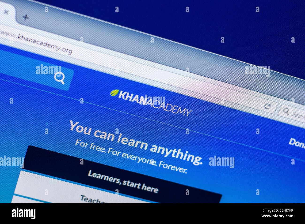 Ryazan, Russia - April 29, 2018: Homepage of Khanacademy website on the ...