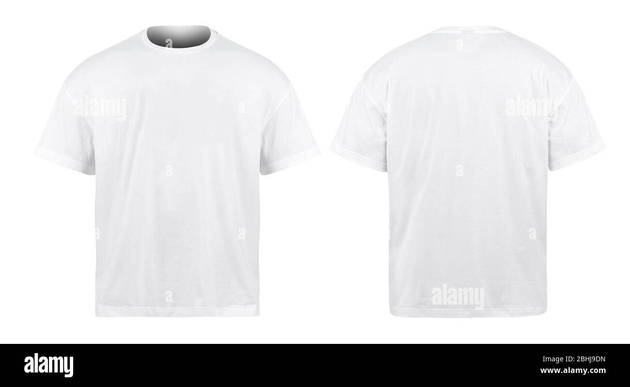 White Oversize T-shirts mockup front and back isolated on white ...