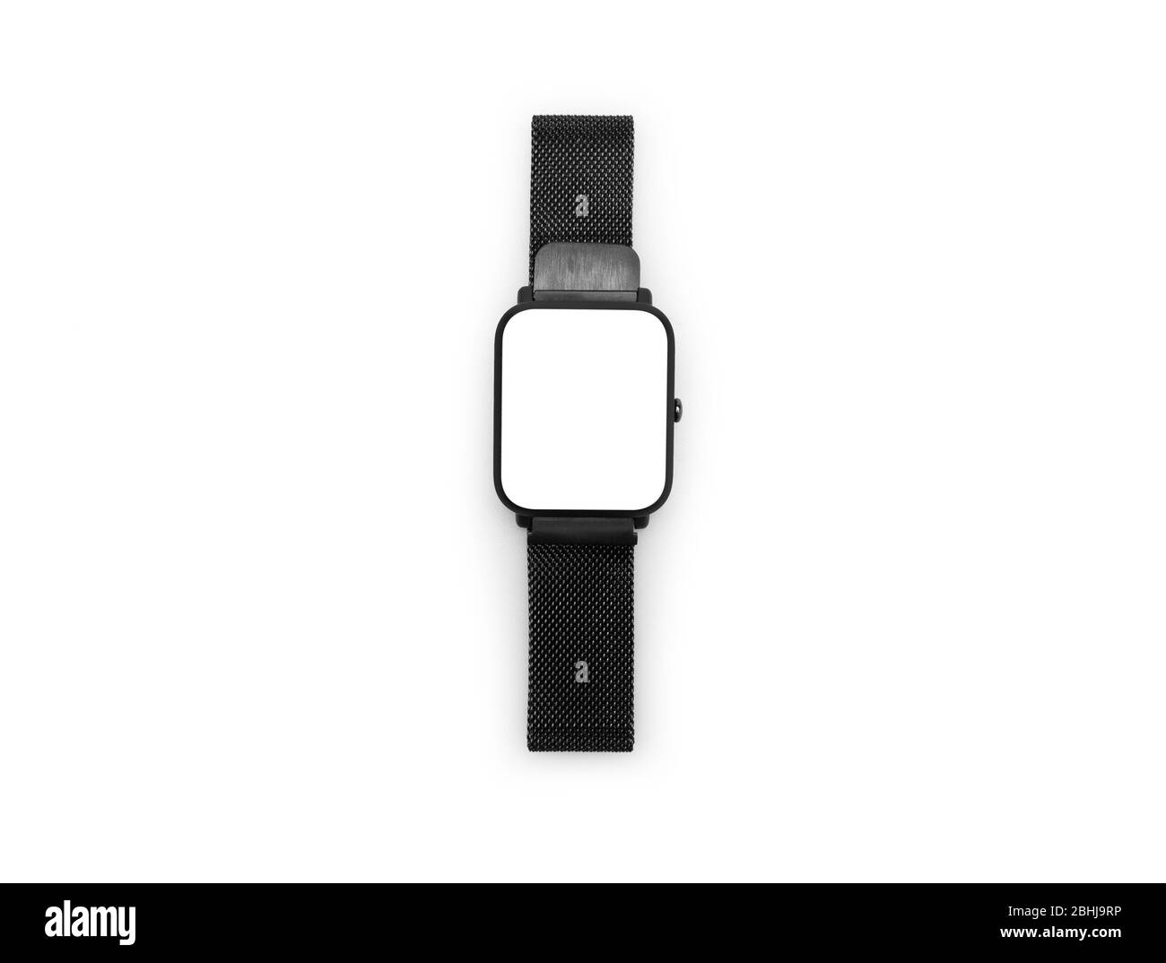 Black Smart watch with blank screen isolated on white background with