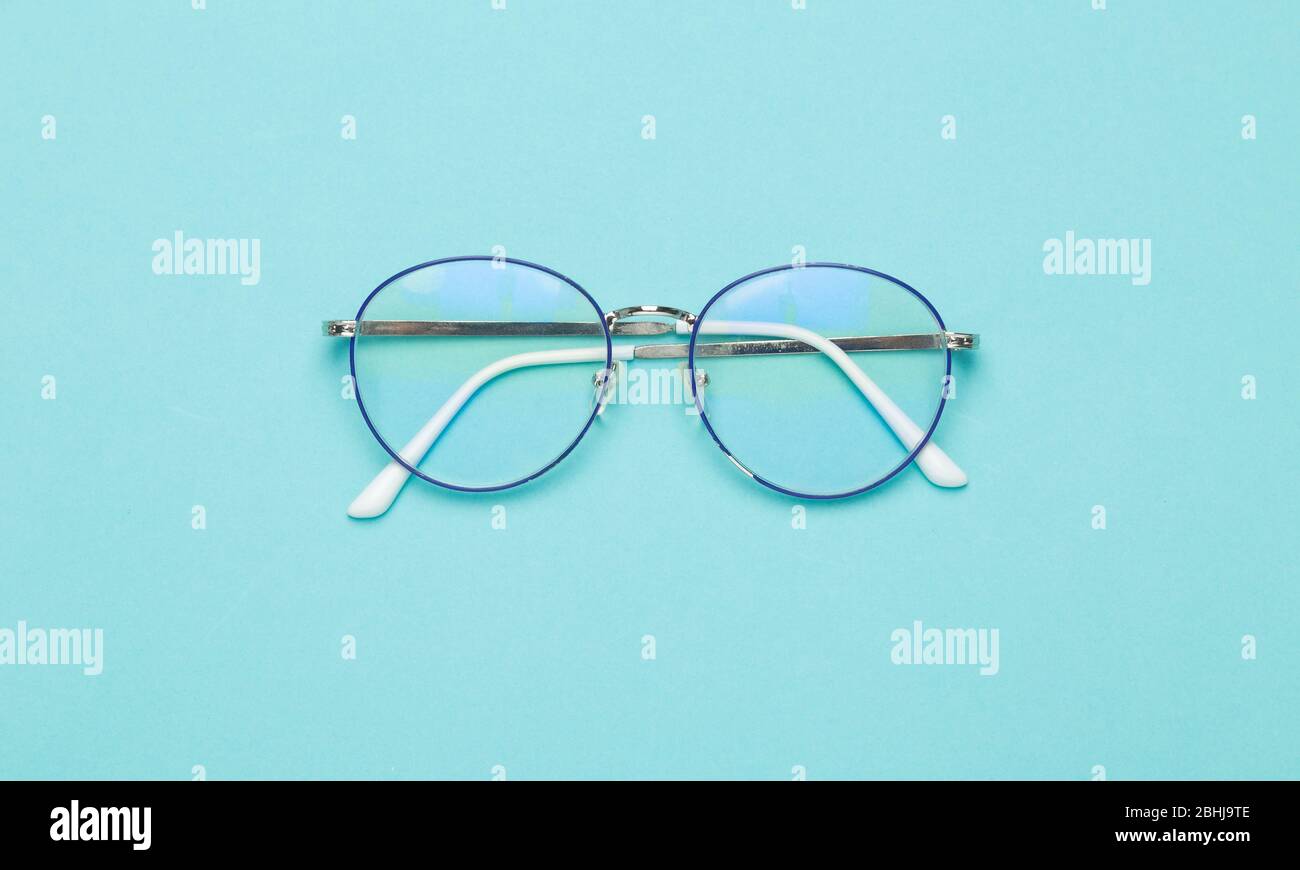 Nerd blue glasses on isolated hi-res stock photography and images - Alamy