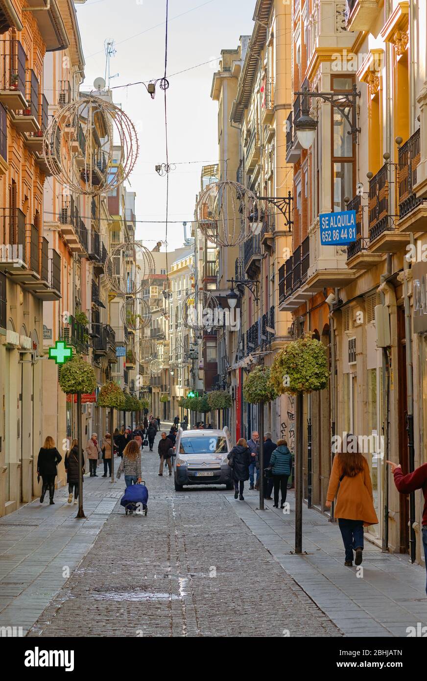 Granada, Spain December 24, 2019 Lot of tourists walk stroll in