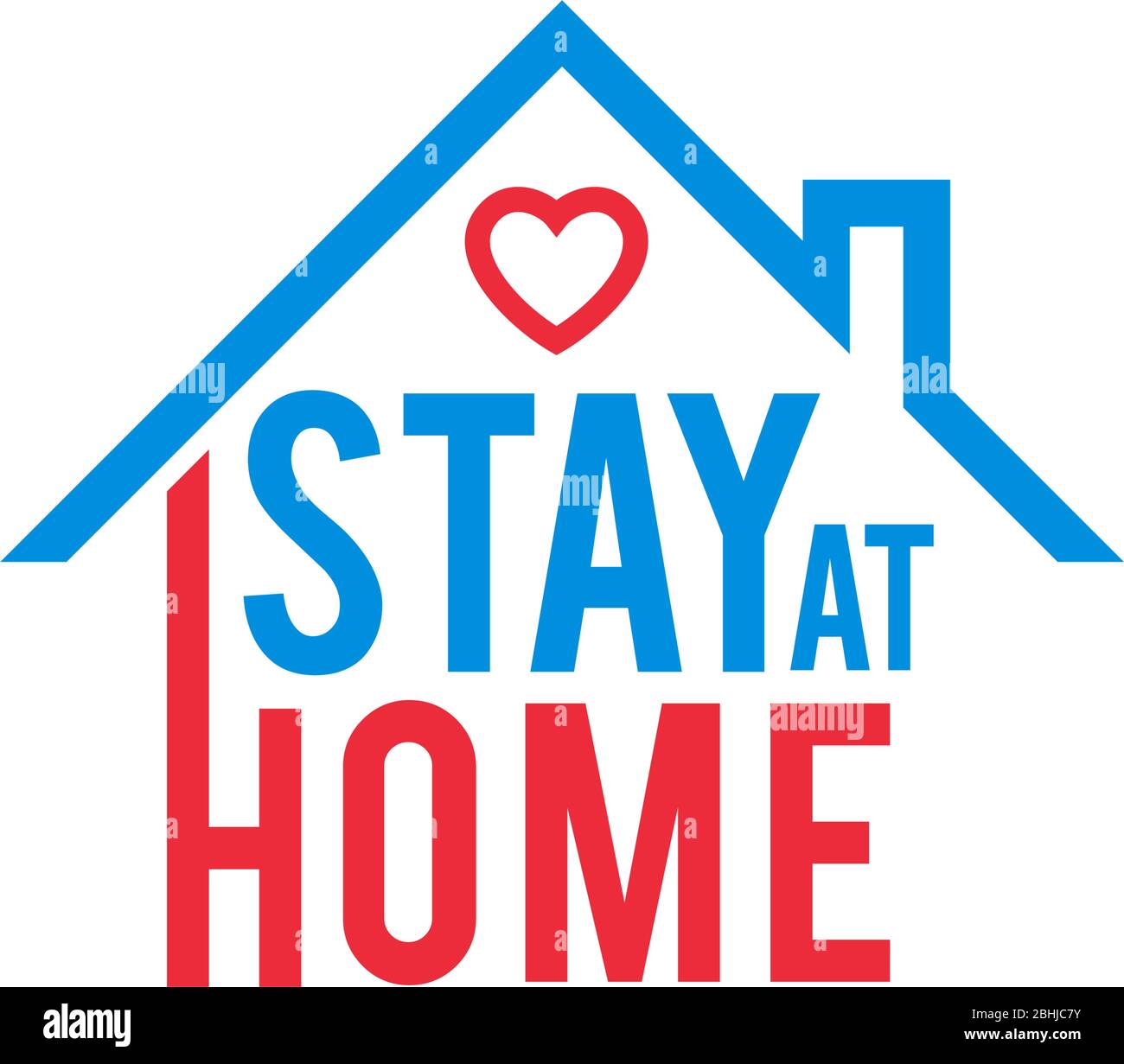 House incorporated with text "Stay Home", logo design related to coronavirus outbreak. Work at home campaign to fight coronavirus. Stock Vector