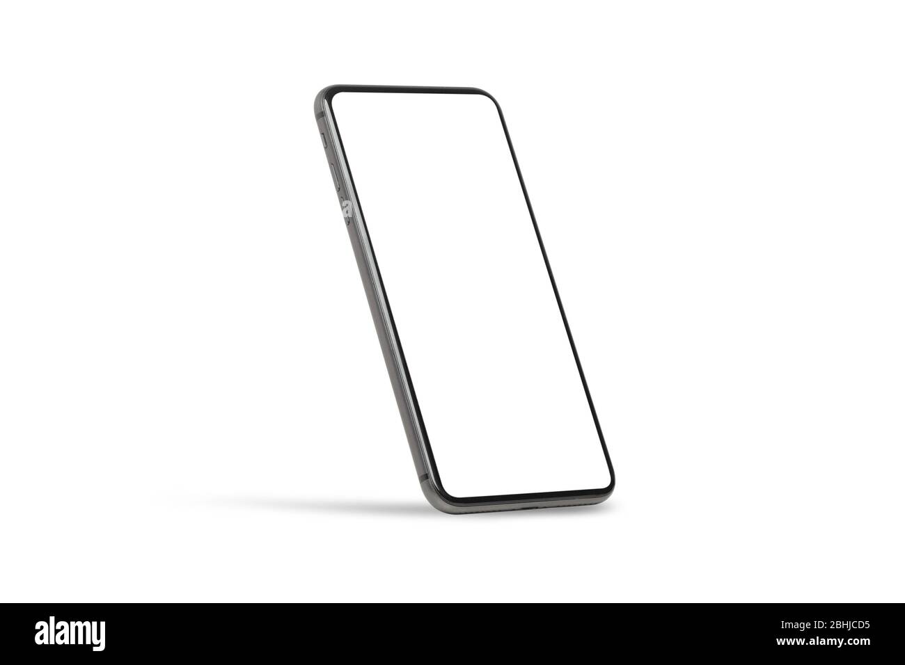 Black mobile smartphone mockup with blank screen isolated on white ...