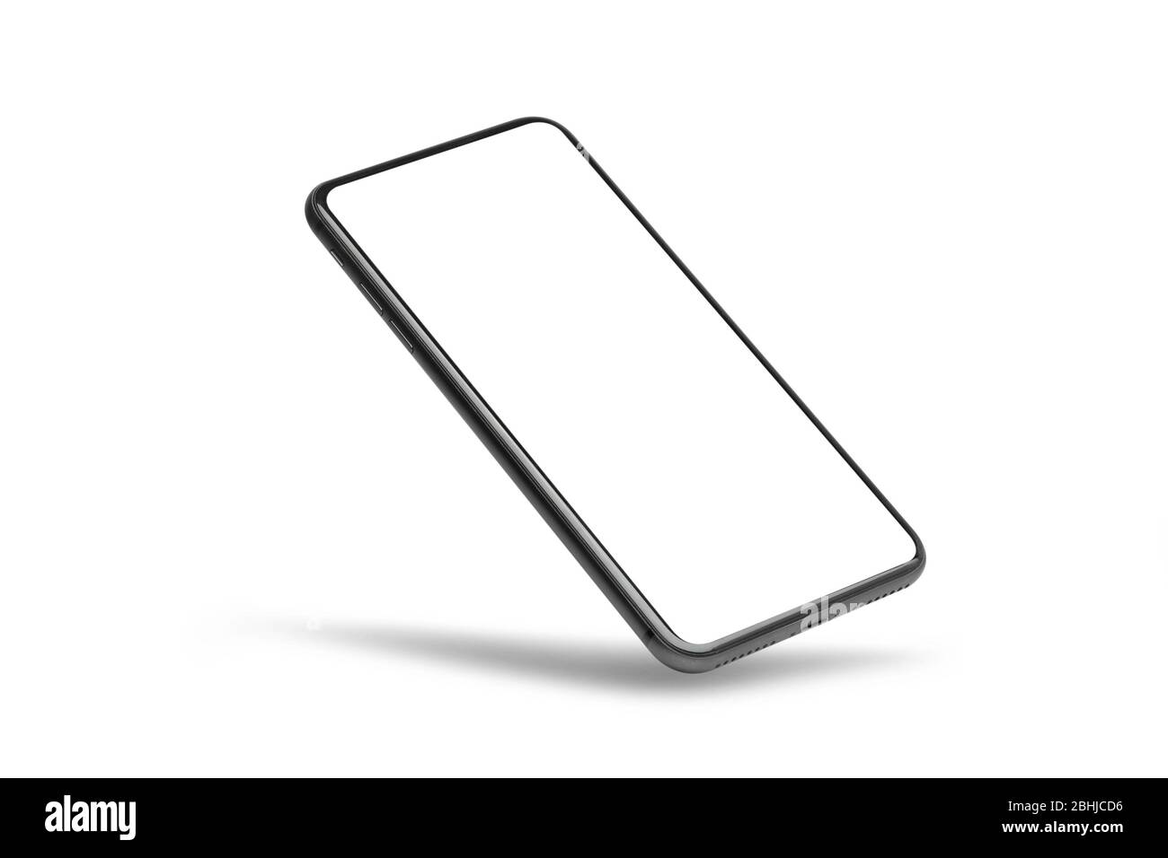 Black mobile smartphone mockup with blank screen isolated on white ...