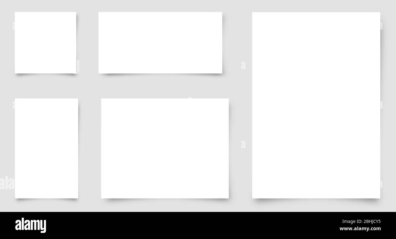Set of different white papers. Vector illustration. Blank paper banners. White paper banners with shadows Stock Vector