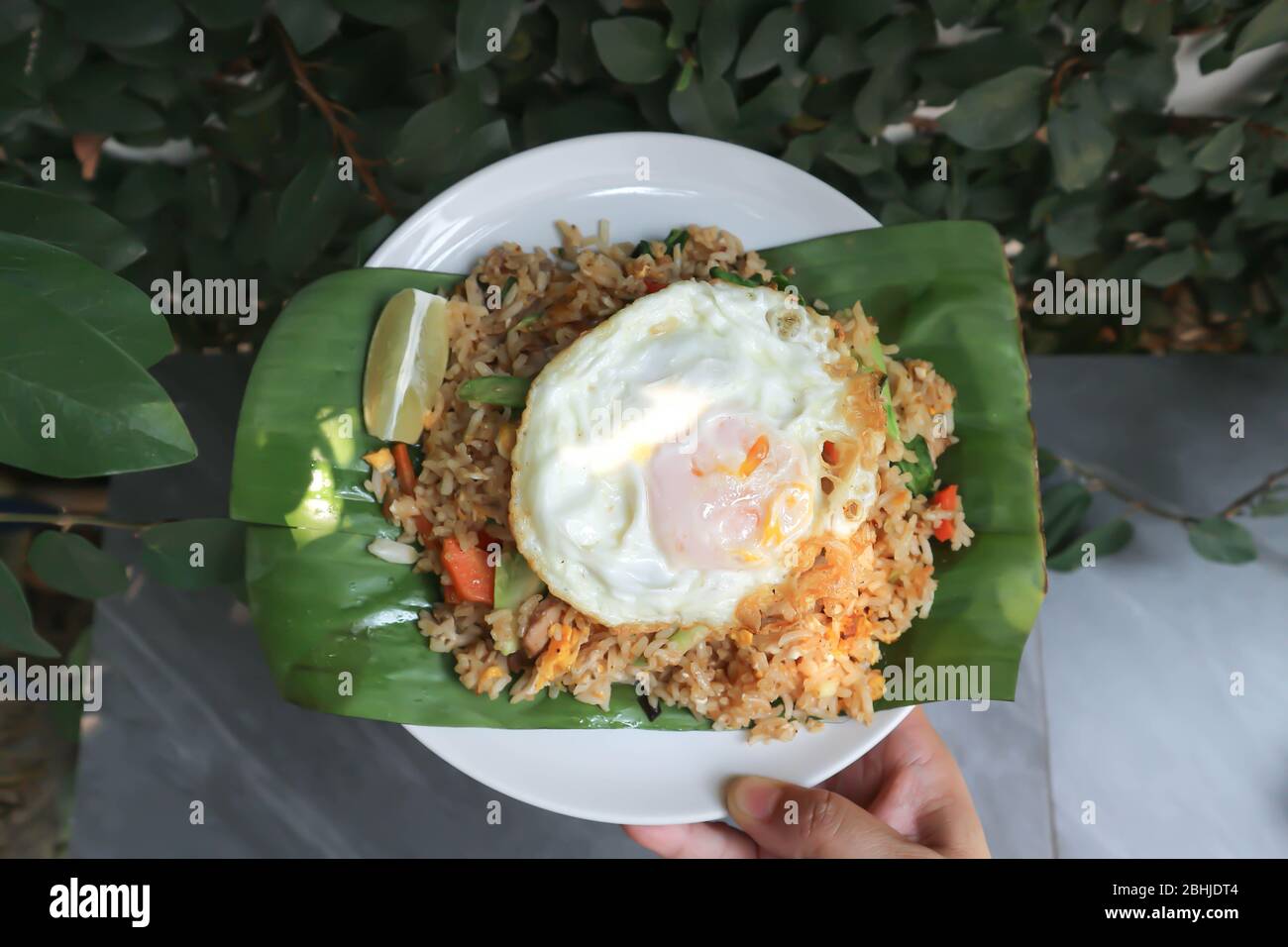 stir fried rice or fried rice with fried egg Stock Photo - Alamy