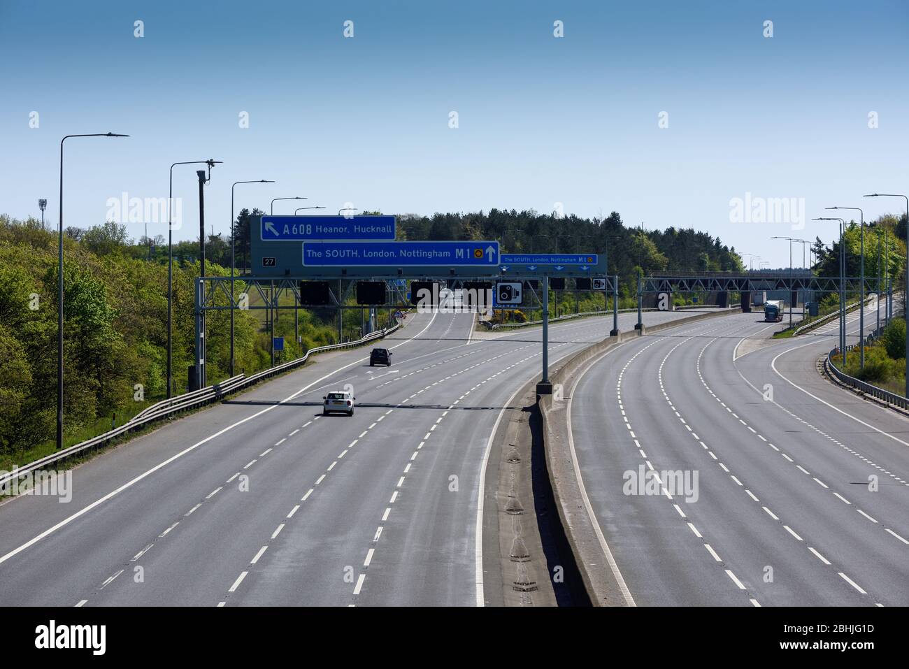 Nottinghamshire, UK. April 19th 2020. Traffic drastically reduced during coronavirus none essential travel regulations for travel. Stock Photo