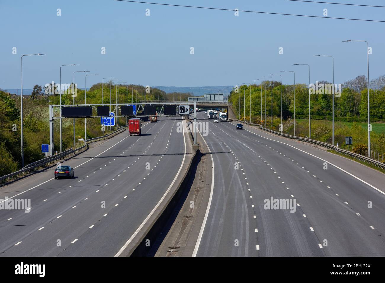 Nottinghamshire, UK. April 19th 2020. Traffic drastically reduced during coronavirus none essential travel regulations for travel. Stock Photo