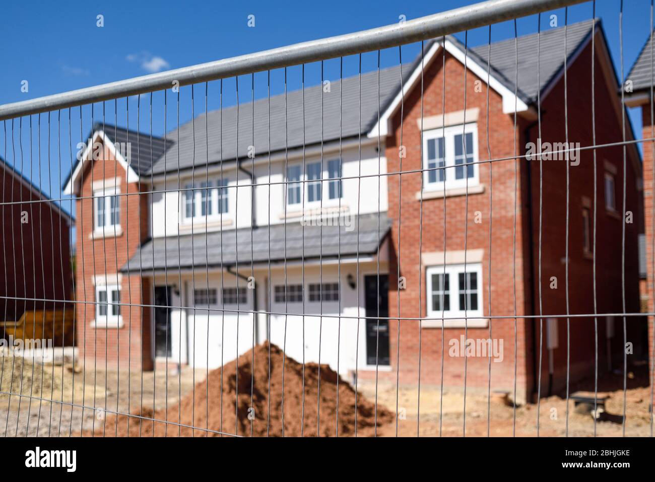 Construction site-building of new homes regeneration on former brown belt land. Stock Photo