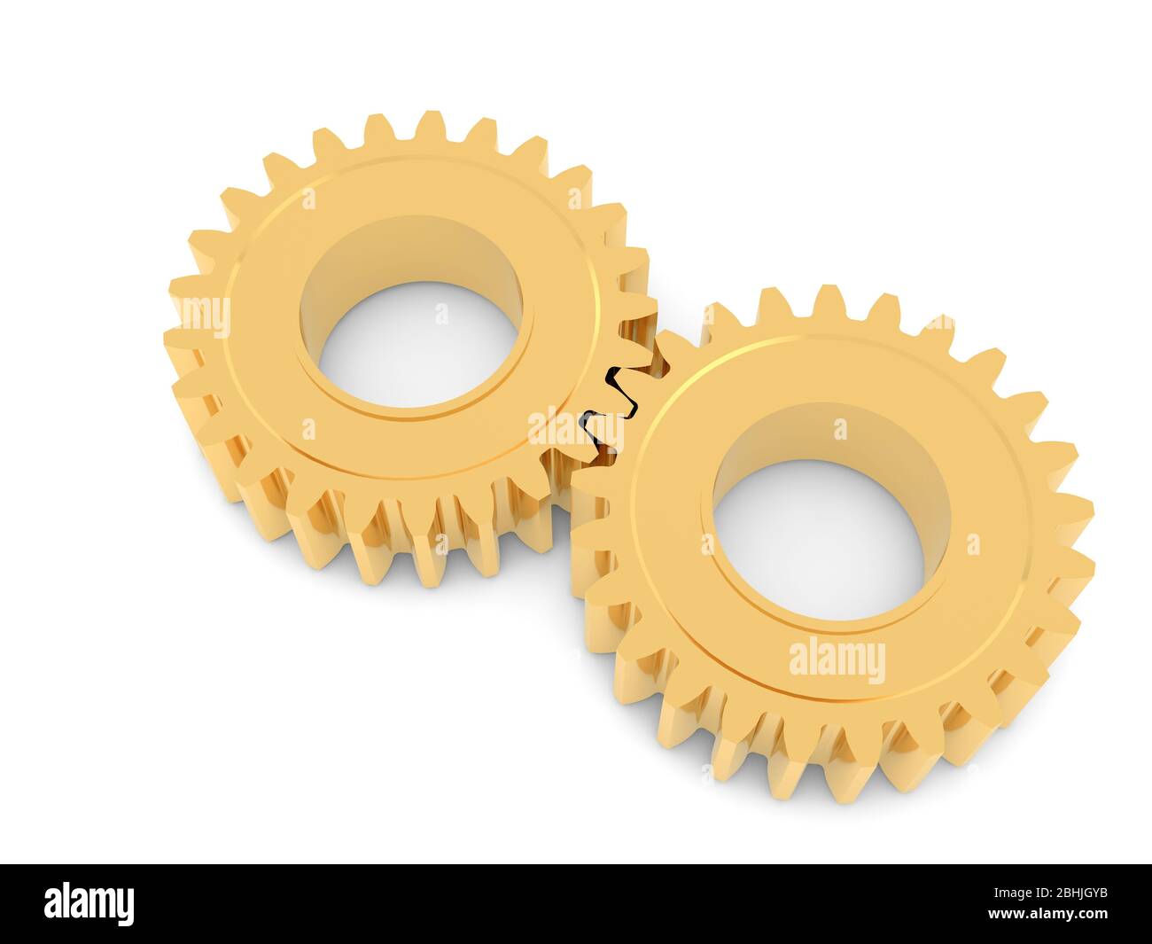 Golden gears on a white background. 3d render illustration Stock Photo ...