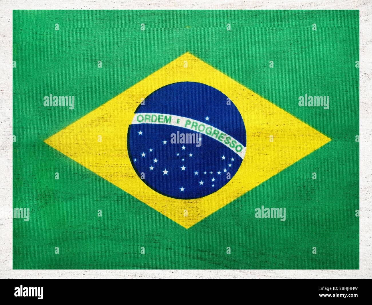 Brazilian flag. Beautiful greeting card. Close up Stock Photo