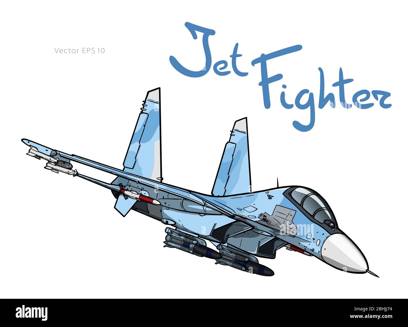 Modern Russian jet fighter aircraft. Vector draw Stock Vector Image
