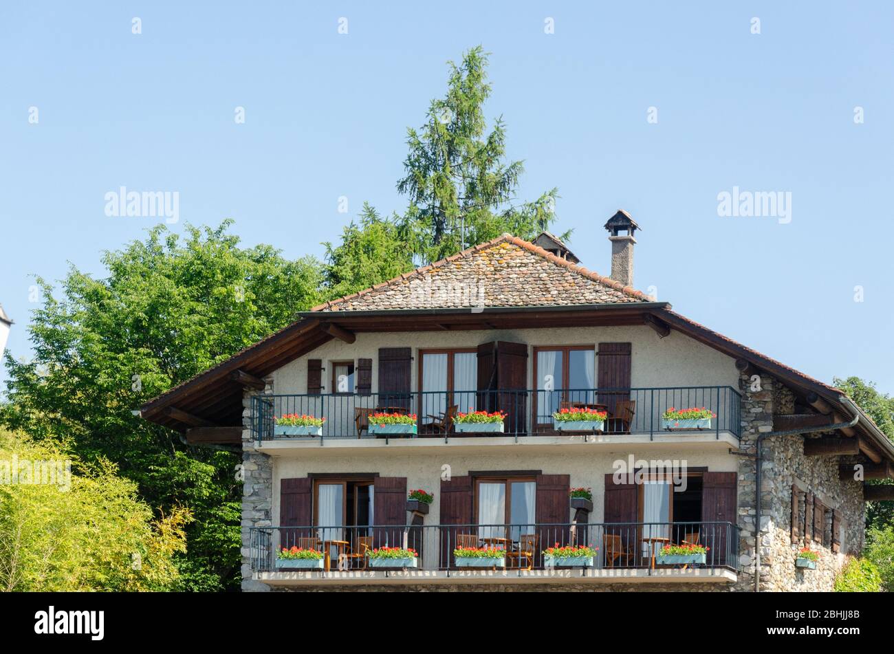 Facade of a beautiful medieval house in Yvoire, France Stock Photo Alamy