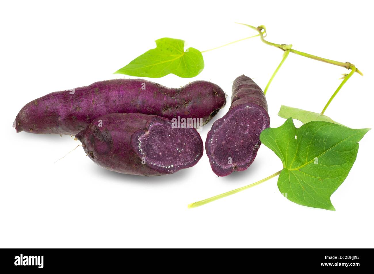 Japanese sweet purple potato on white background, Okinawa Stock Photo