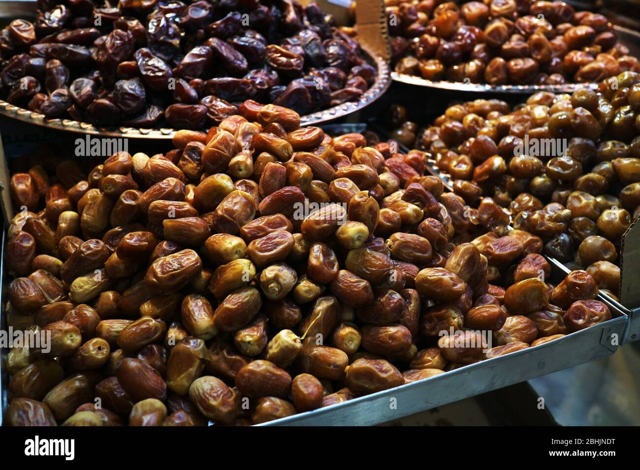 Dates on display in open air market Stock Photo