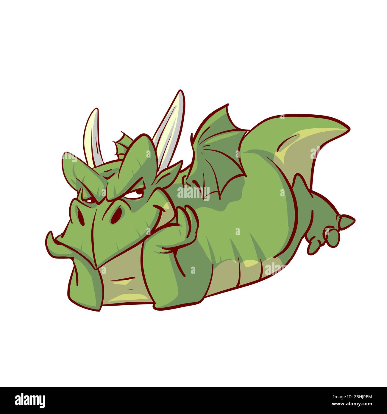 Colorful vector illustration of a cartoon comic green dragon Stock Vector