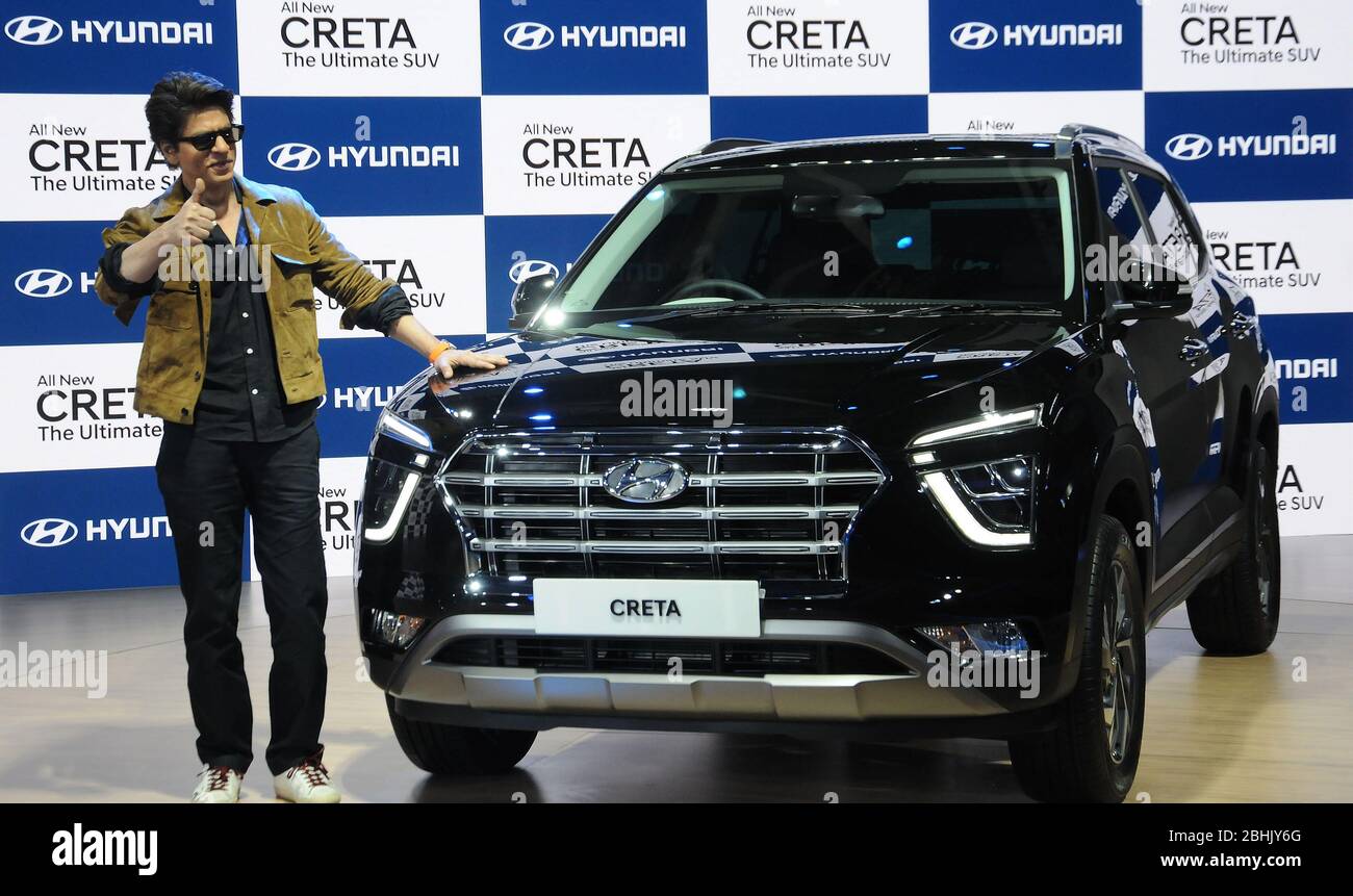 Bollywood superstar Shahrukh Khan at Hyundai Motors stall at India Auto Expo - 2020 on Thursday February 06, 2020. Photograph: Sondeep Shankar Stock Photo