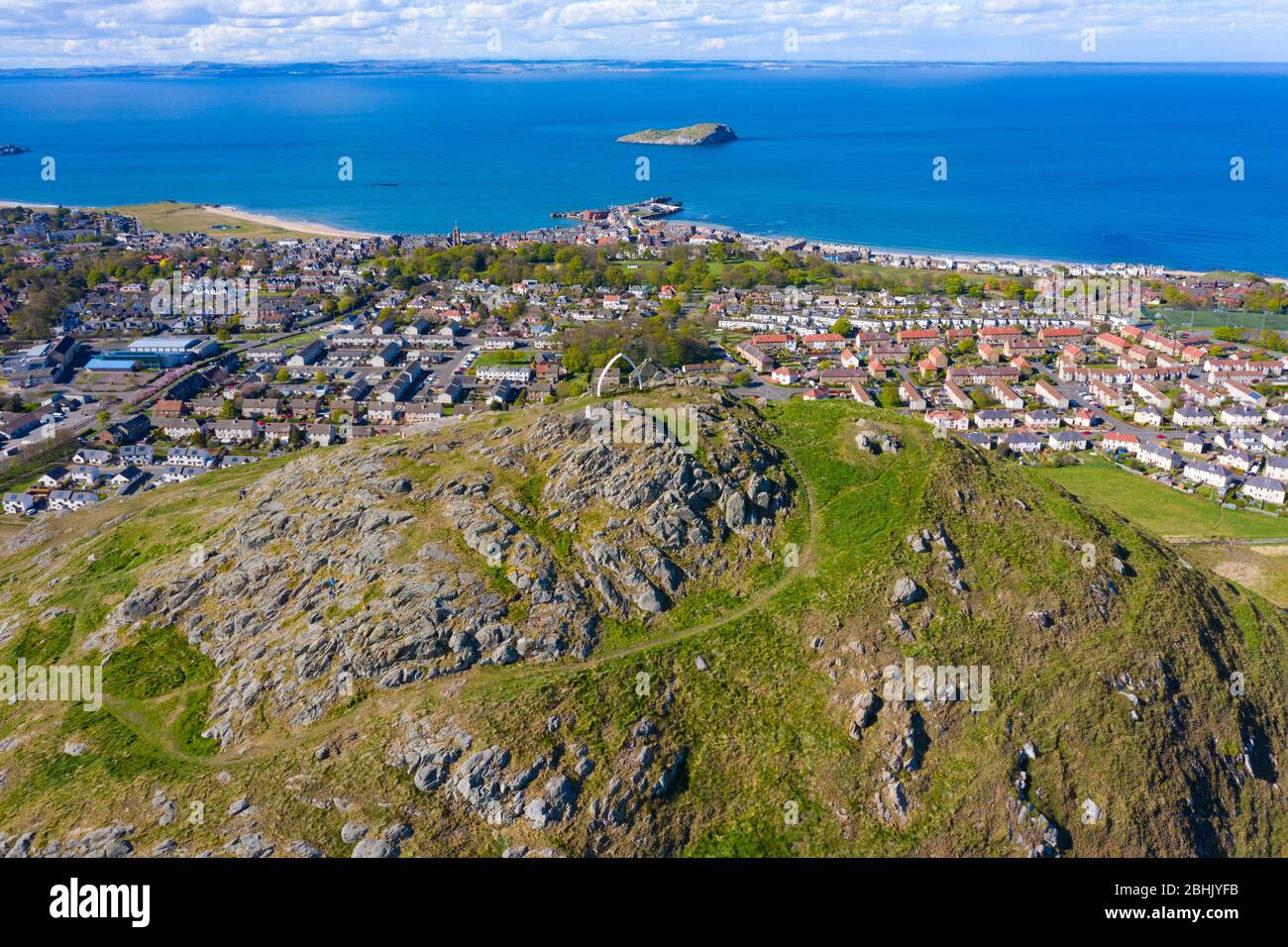 Aerial view of North Berwick from top of Berwick Law in East Lothian, Scotland, UK Stock Photo