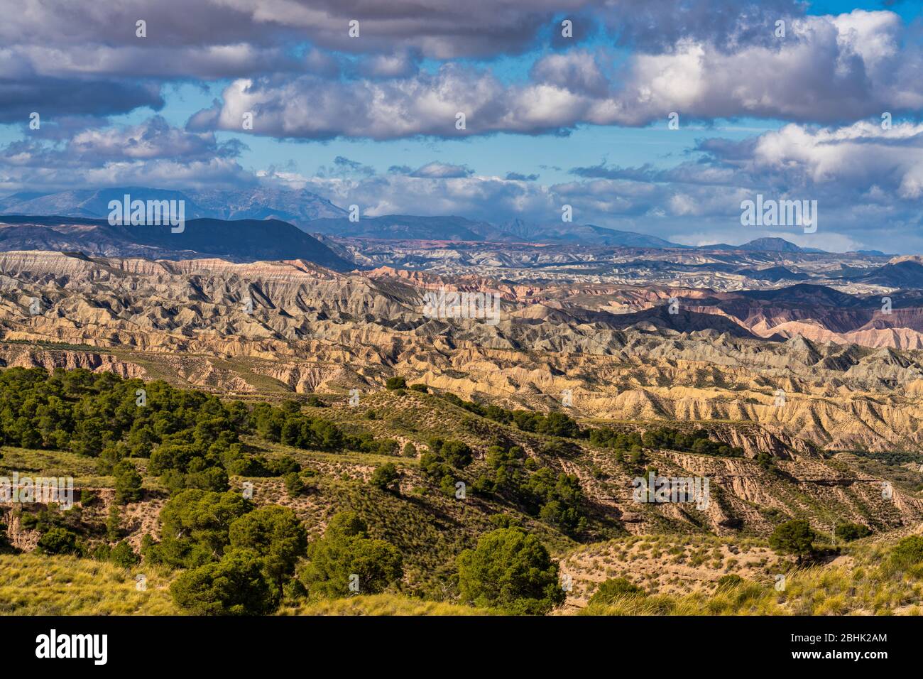 Landscape near Bacor Olivar at Embalse de Negratin reservoir lake in Sierra Nevada National Park, Granada, Andalusia in Spain Stock Photo