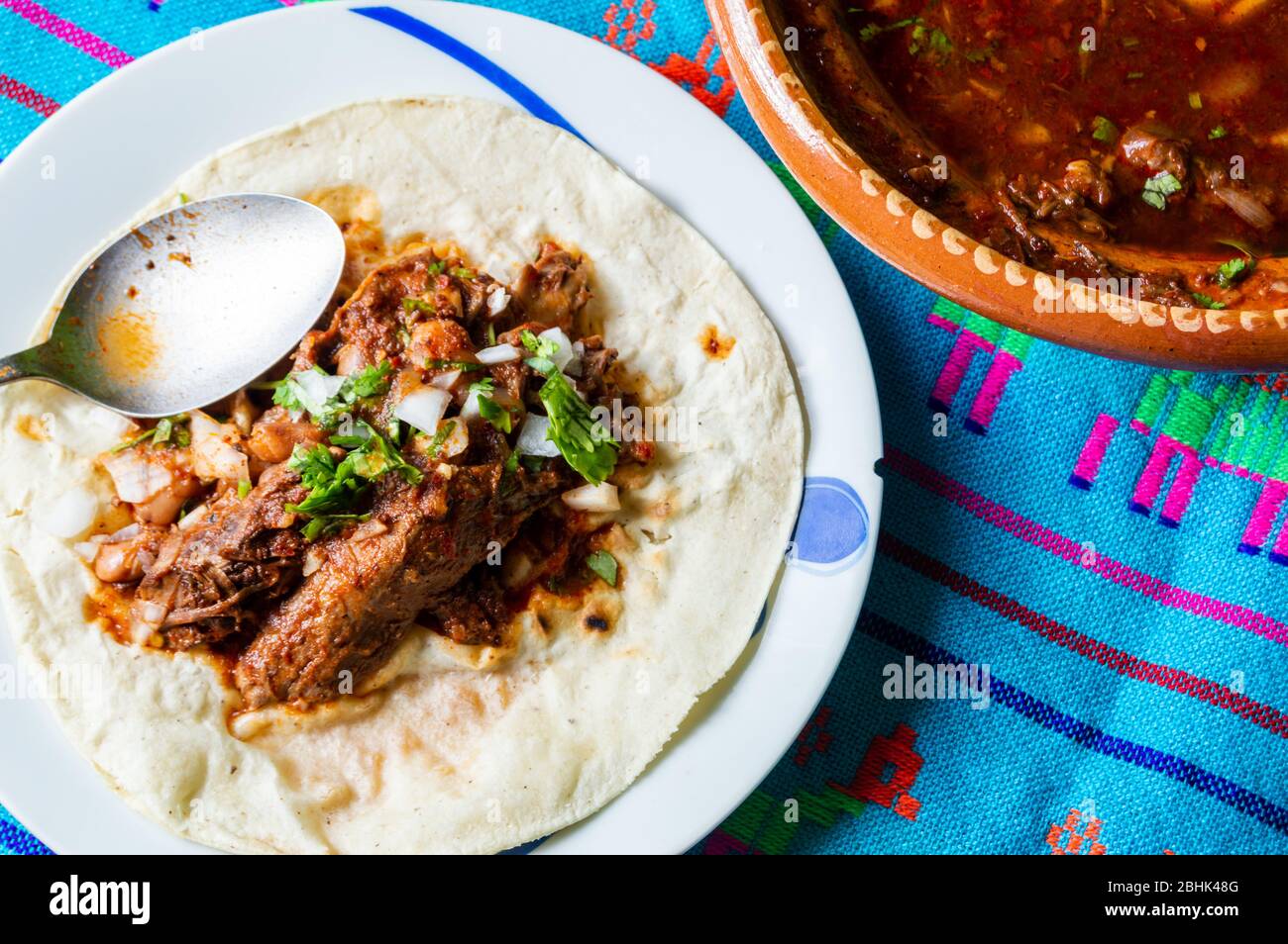 Traditional beef birria stew, Mexican breakfast food Stock Photo Alamy