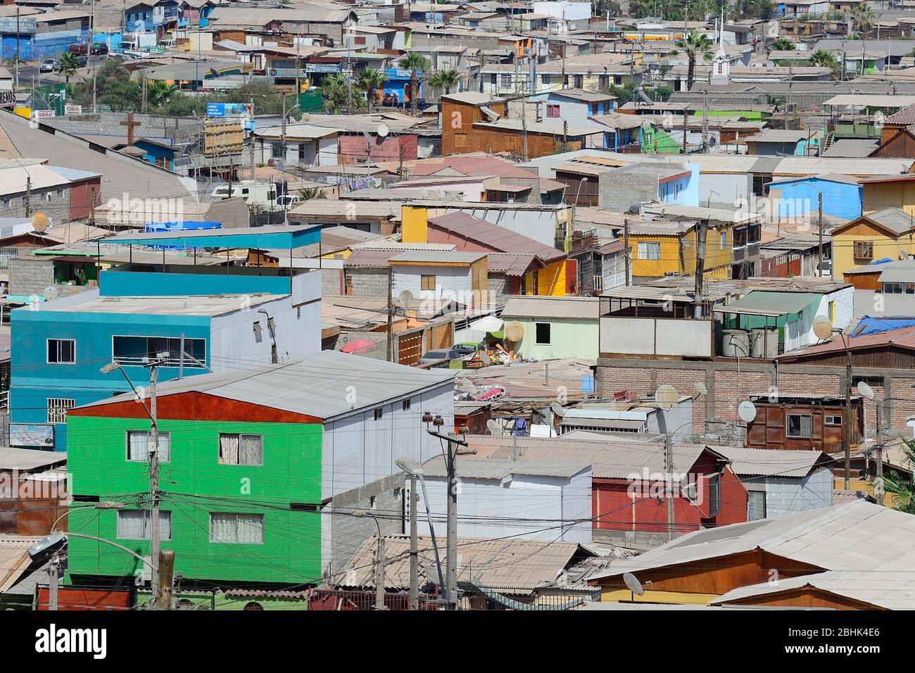 Typical simple houses, Iquique, Tarapaca region, Chile Stock Photo