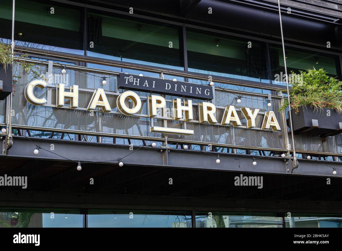 Chaophraya Thai restaurant sign, Kenyons Steps, Liverpool Stock Photo