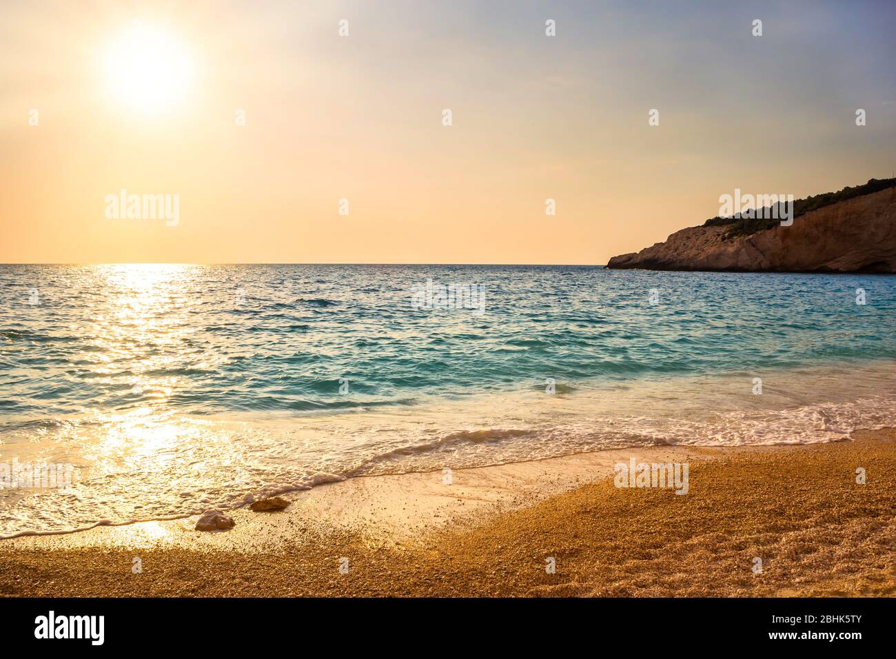 Beautiful sunset at famous Porto Katsiki beach, west coast of Lefkada ...