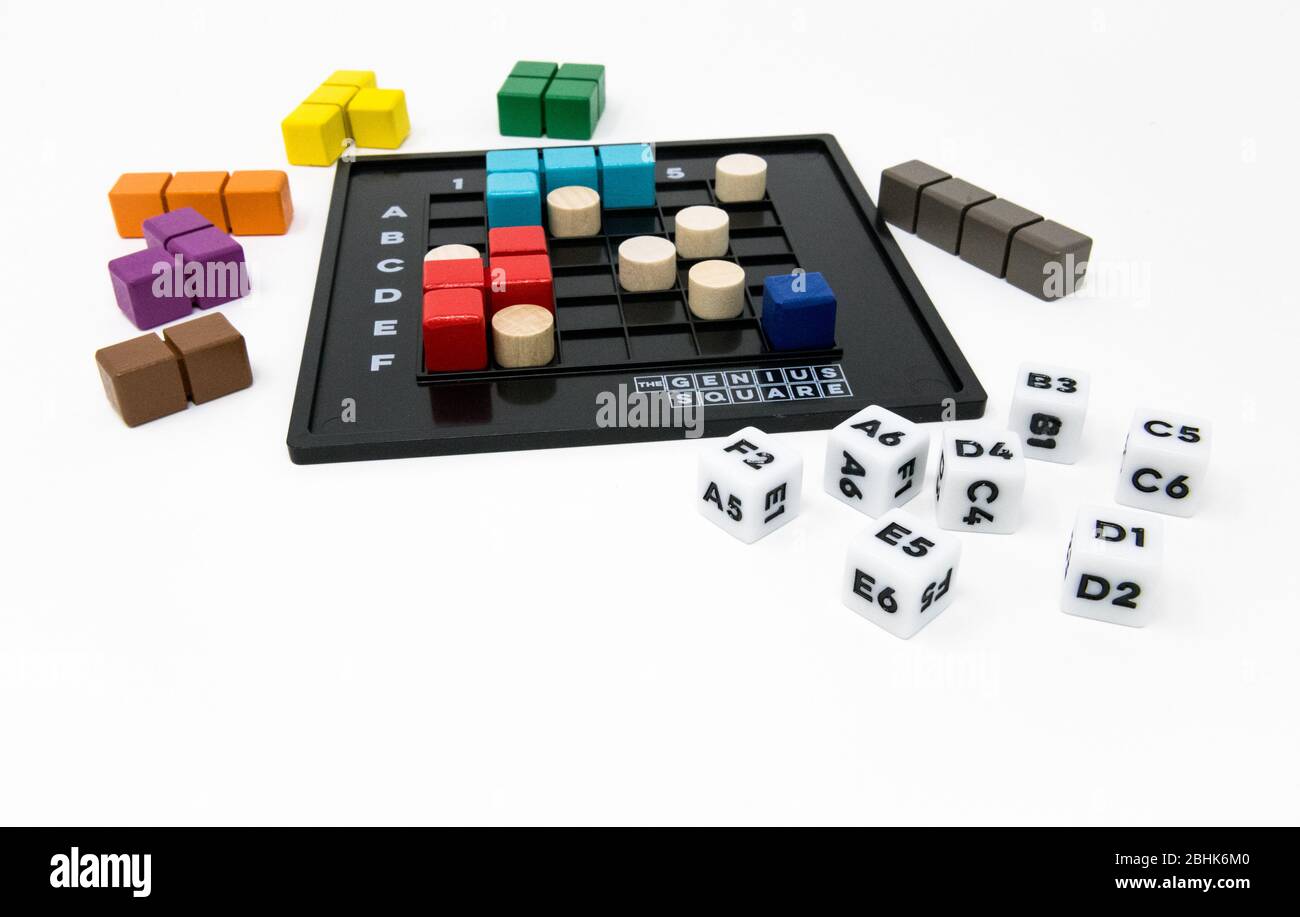The puzzle game 'Genius Square'. Stock Photo