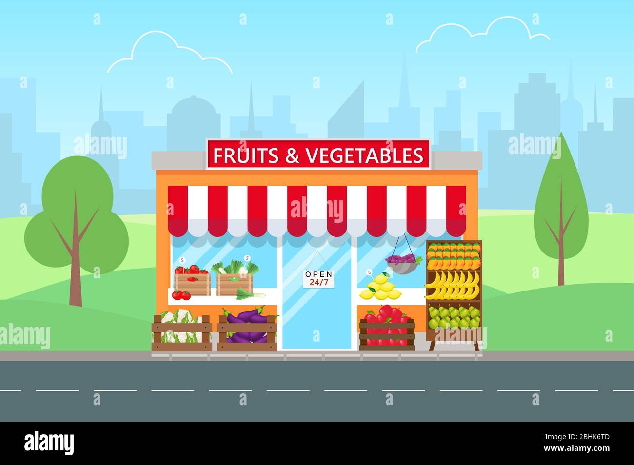 Fruits vegetables flat design Stock Vector Images - Alamy
