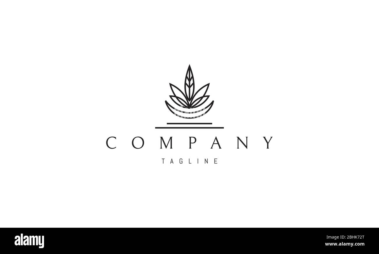 Vector logo on which an abstract image of cannabis leaves and the moon ...