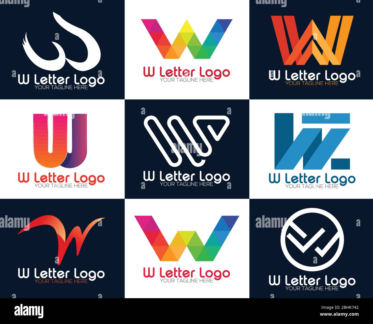 Initial letter W logo collection vector design template. Letter W logo icon design template elements. Stock Vector