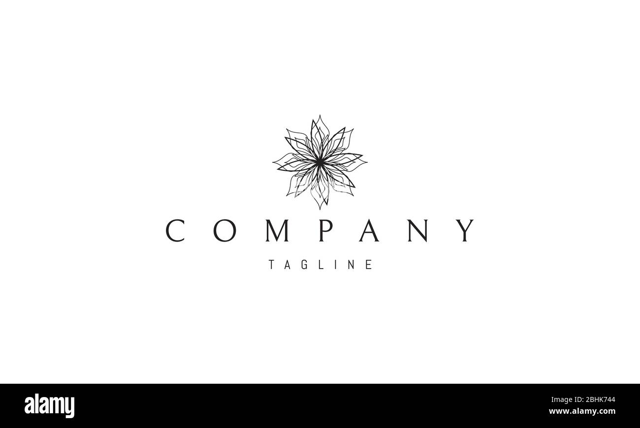 Vector logo on which an abstract image of a flower in a linear style ...