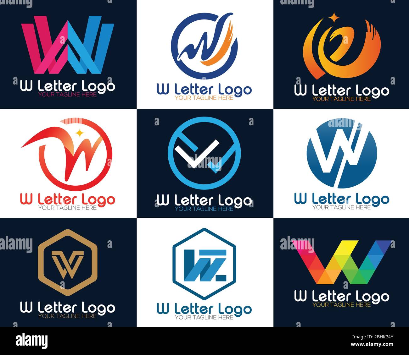 Letter w business icons Royalty Free Vector Image