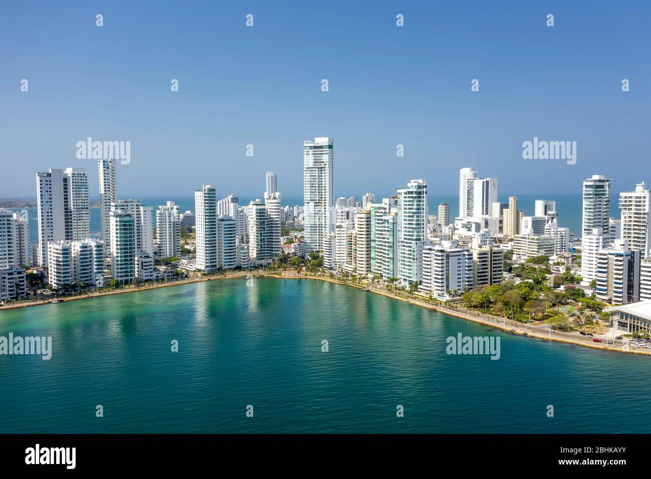 Aerial view of the Bocagrande district in Cartagena, Colombia Stock Photo