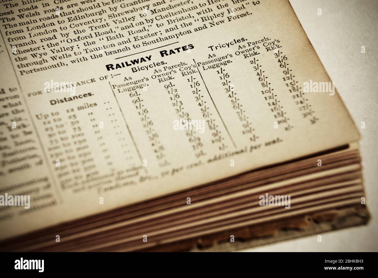 Information on the fees payable in shillings and pence for the carriage