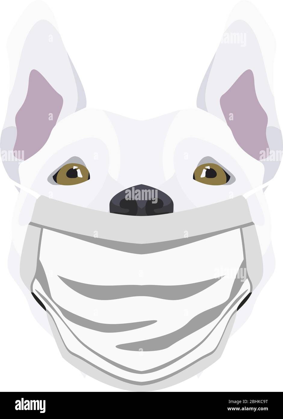 Illustration of a bull terrier wearing a respirator. At this time of the pandemic, the design is a nice graphic for fans of dogs. Stock Vector