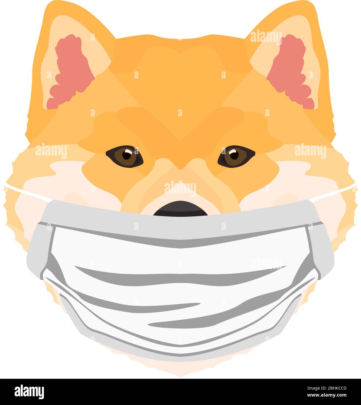 Illustration of a Shiba Inu with a respirator. At this time of the pandemic, the design is a nice graphic for fans of dogs. Stock Vector