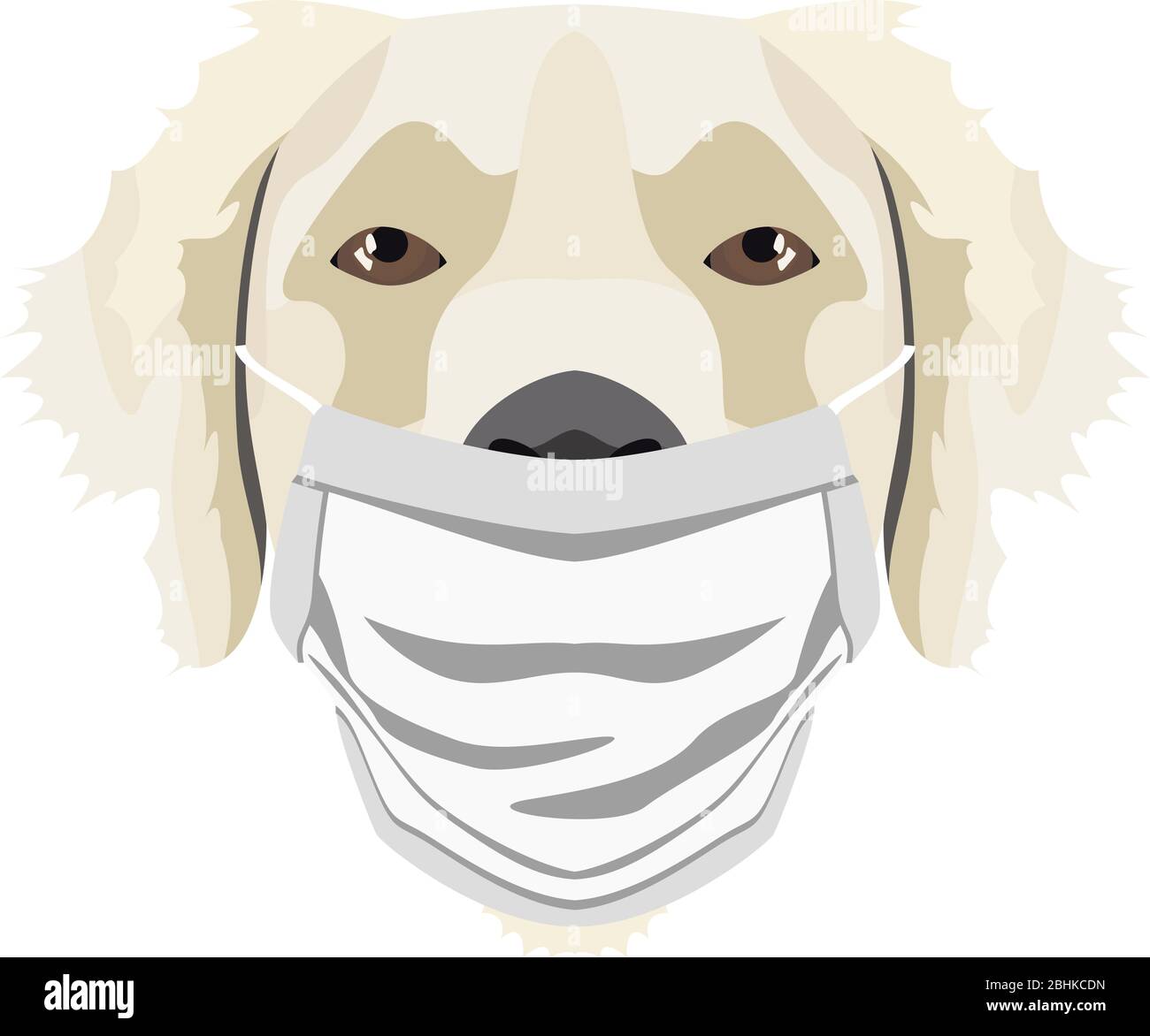 Illustration of a golden retriever with respirator. At this time of the pandemic, the design is a nice graphic for fans of dogs. Stock Vector