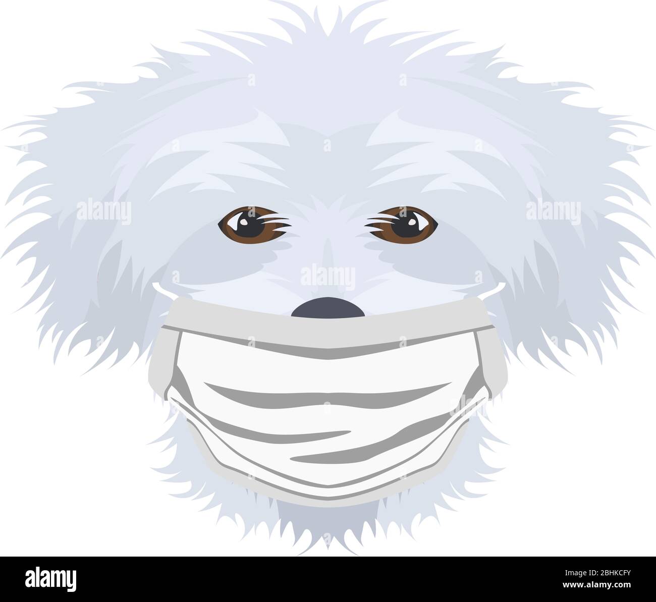Illustration of a Maltese with a respirator. At this time of the pandemic, the design is a nice graphic for fans of dogs. Stock Vector