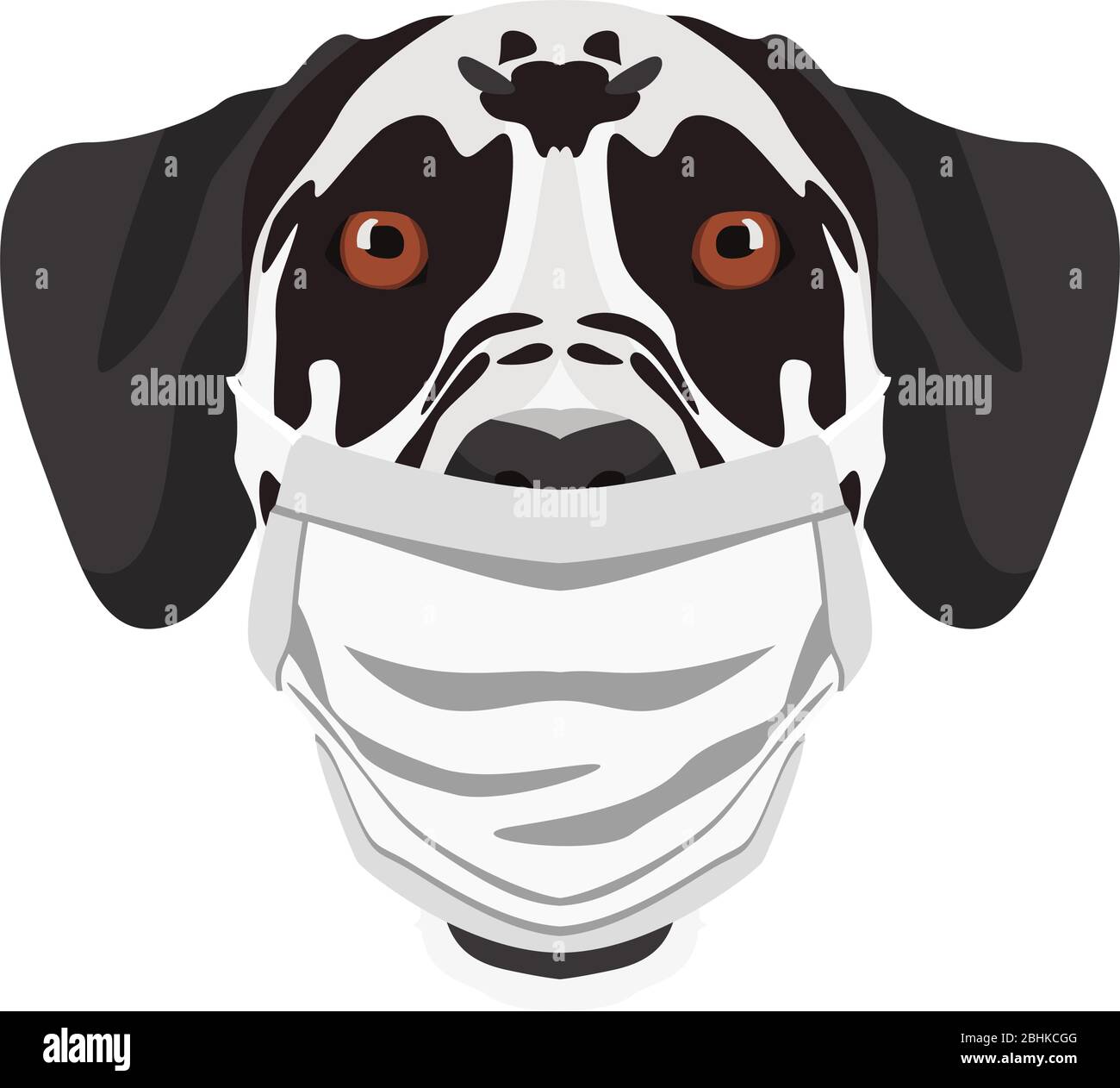 Illustration of a Dalmatian with a respirator. At this time of the pandemic, the design is a nice graphic for fans of dogs. Stock Vector