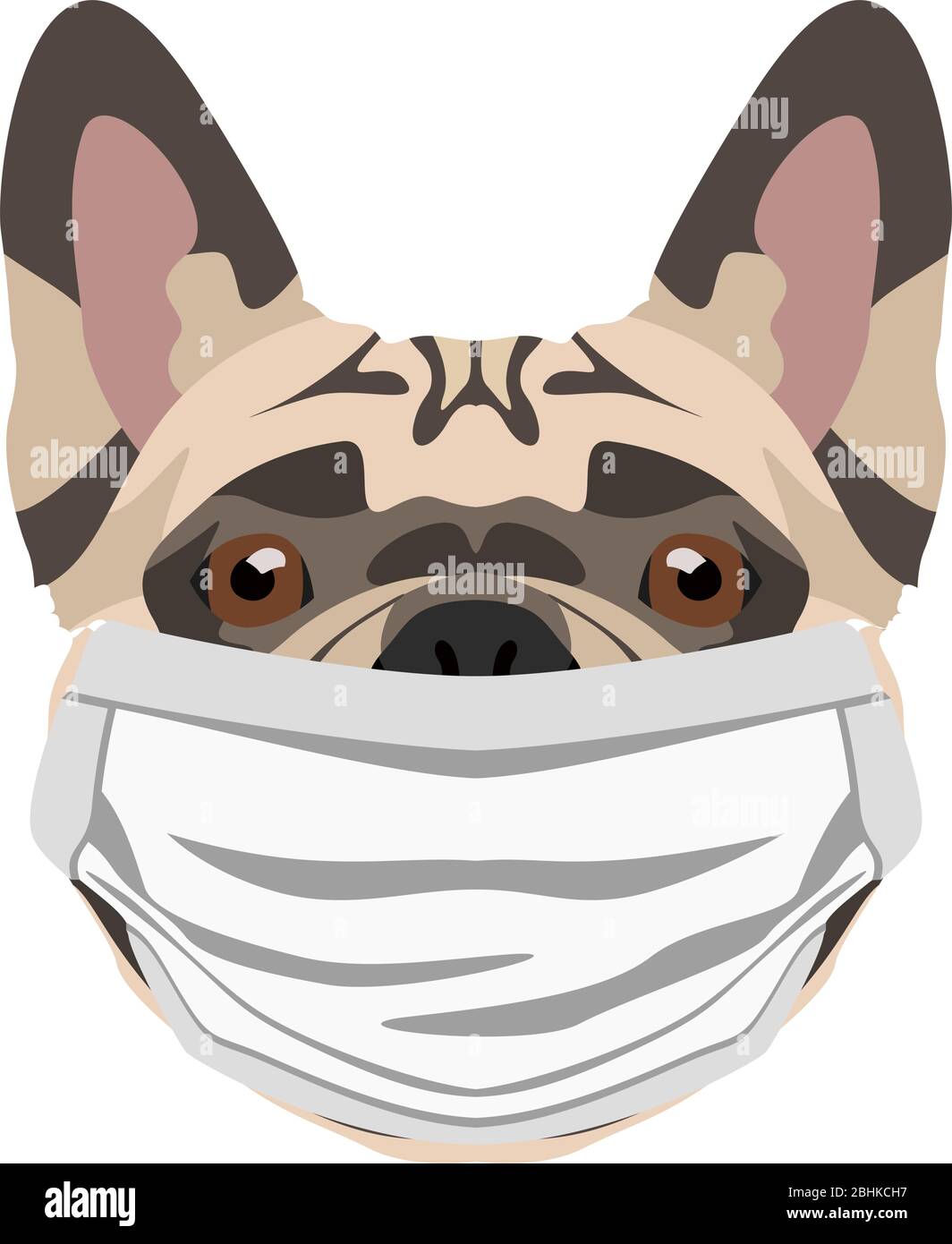 Illustration of a french bulldog wearing a respirator. At this time of the pandemic, the design is a nice graphic for fans of dogs. Stock Vector