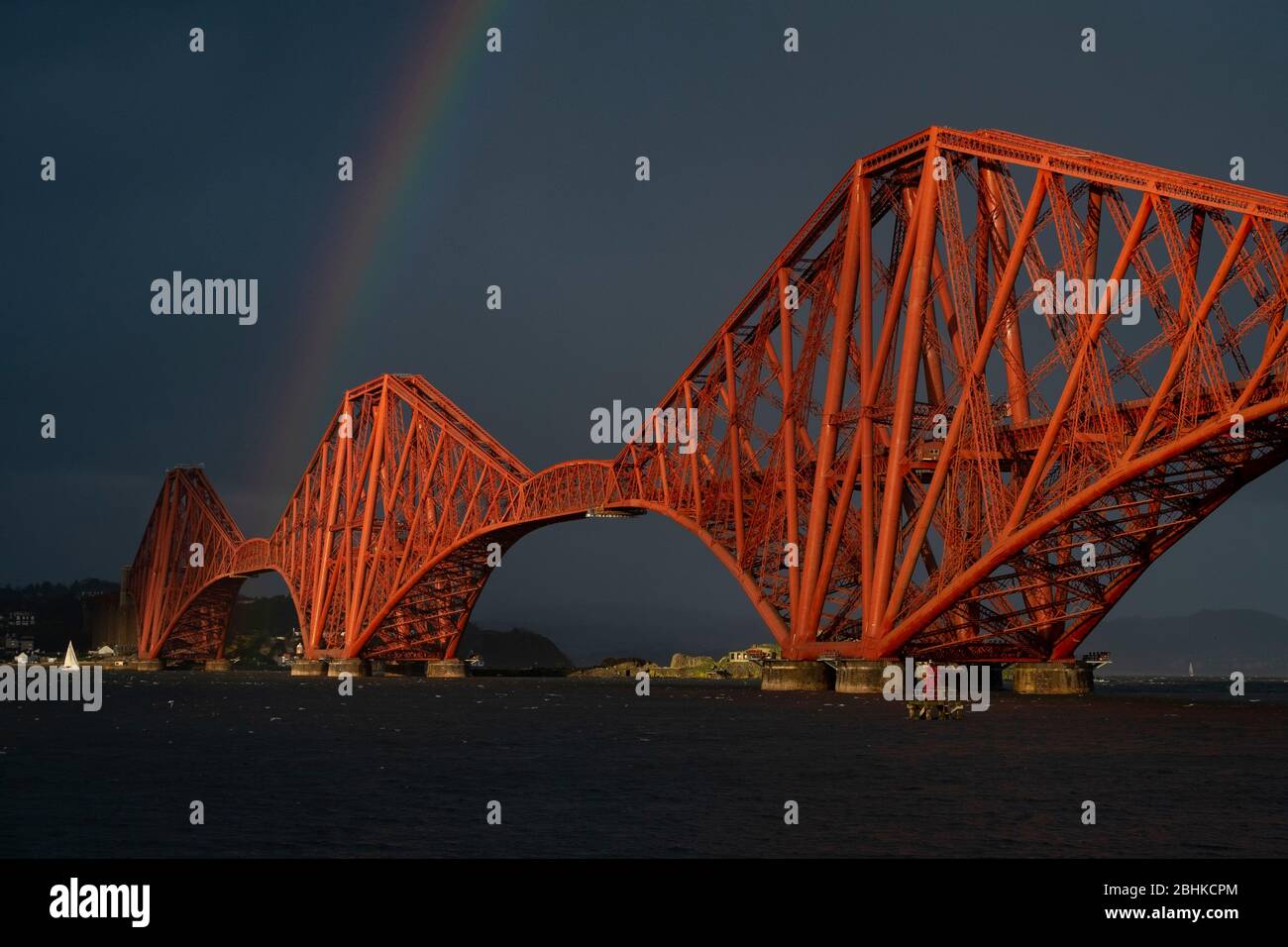 Rainbow over the Bridges Stock Photo