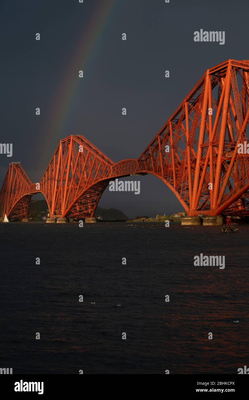 Rainbow over the Bridges Stock Photo