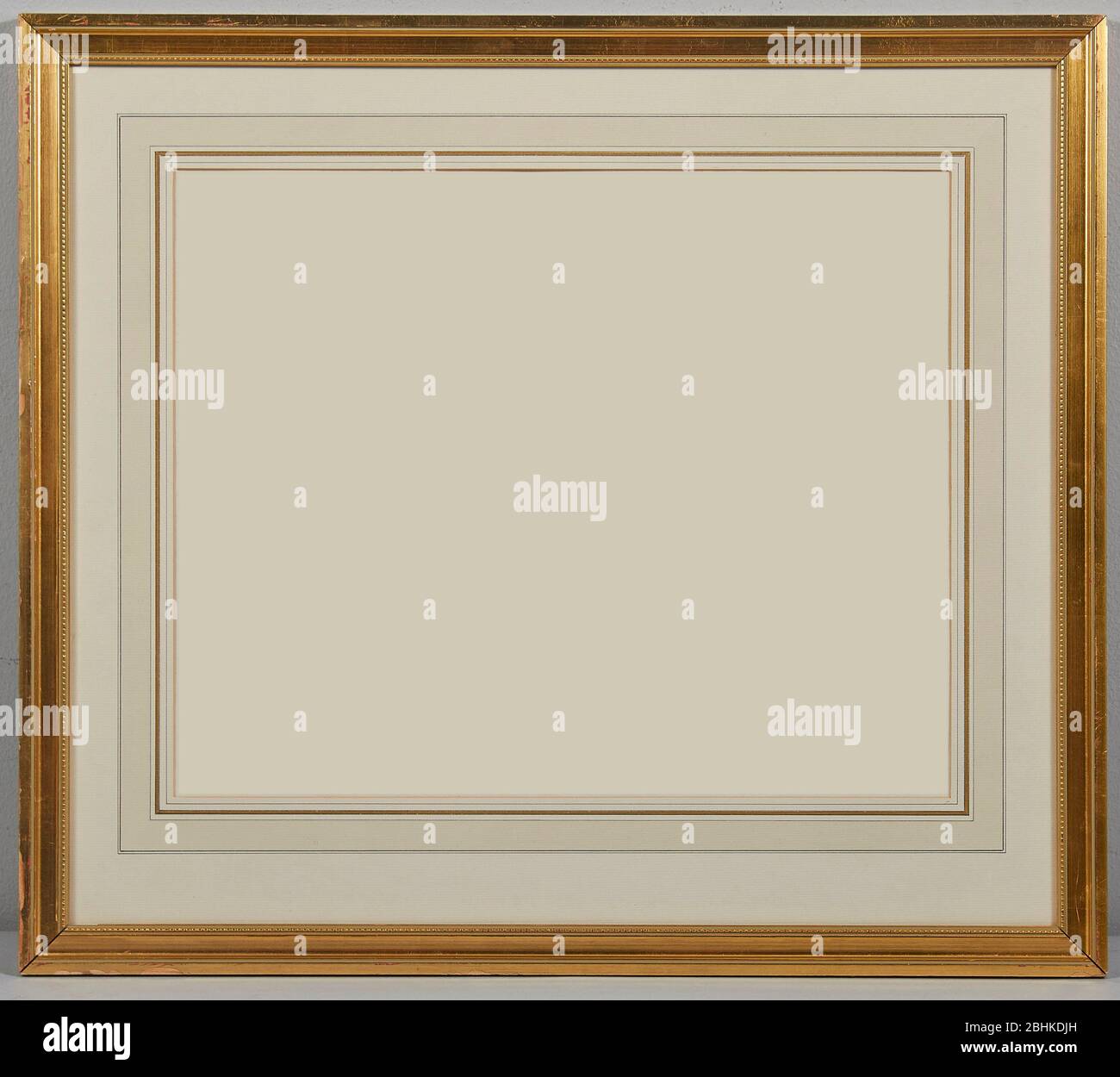 Old vintage golden frame with passepartout Stock Photo