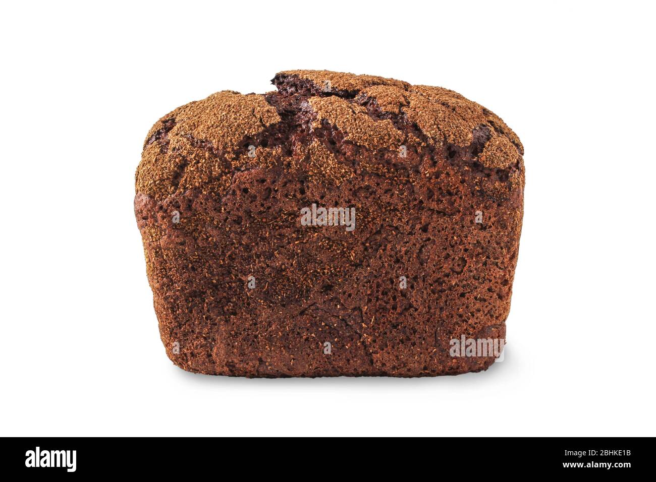 Loaf of rye bread with bran isolated on white Stock Photo